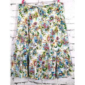 Prairie Boho Peasant Cottage Festival Floral 100% Cotton Maxi Broom Skirt XL